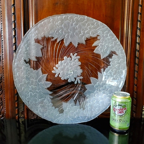 15 1/2" Centerpiece "Flower Blossom" 🌸 Clr Frosted by Tiffin-Franciscan - Picture 2 of 9